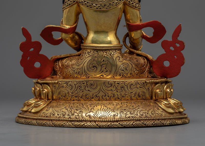 Bodhisattva Kshitigarbha Statue | Hand-Carved Gold Gilded Fine Art