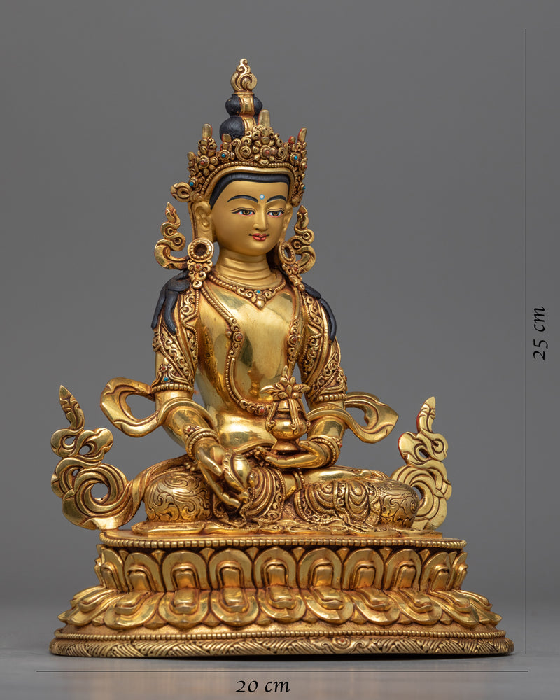Bodhisattva Kshitigarbha Statue | Hand-Carved Gold Gilded Fine Art