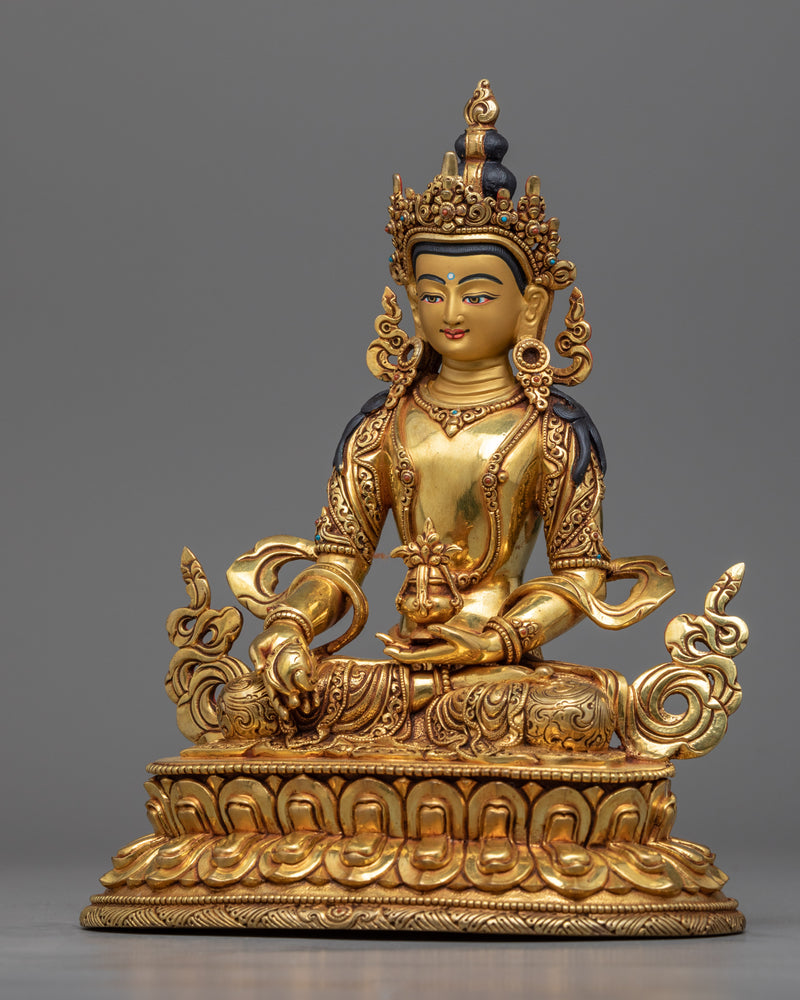 Bodhisattva Kshitigarbha Statue | Hand-Carved Gold Gilded Fine Art