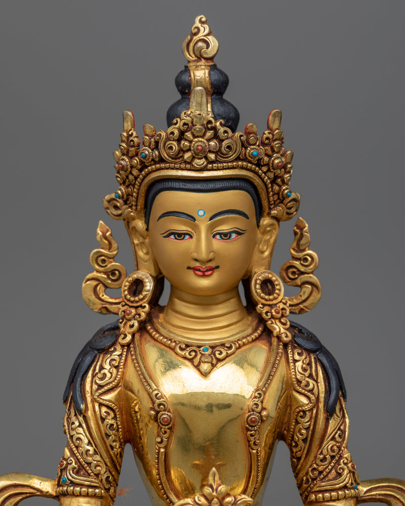 Bodhisattva Kshitigarbha Statue | Hand-Carved Gold Gilded Fine Art
