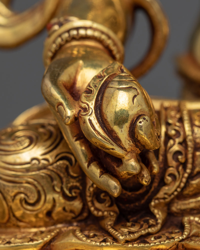 Bodhisattva Kshitigarbha Statue | Hand-Carved Gold Gilded Fine Art