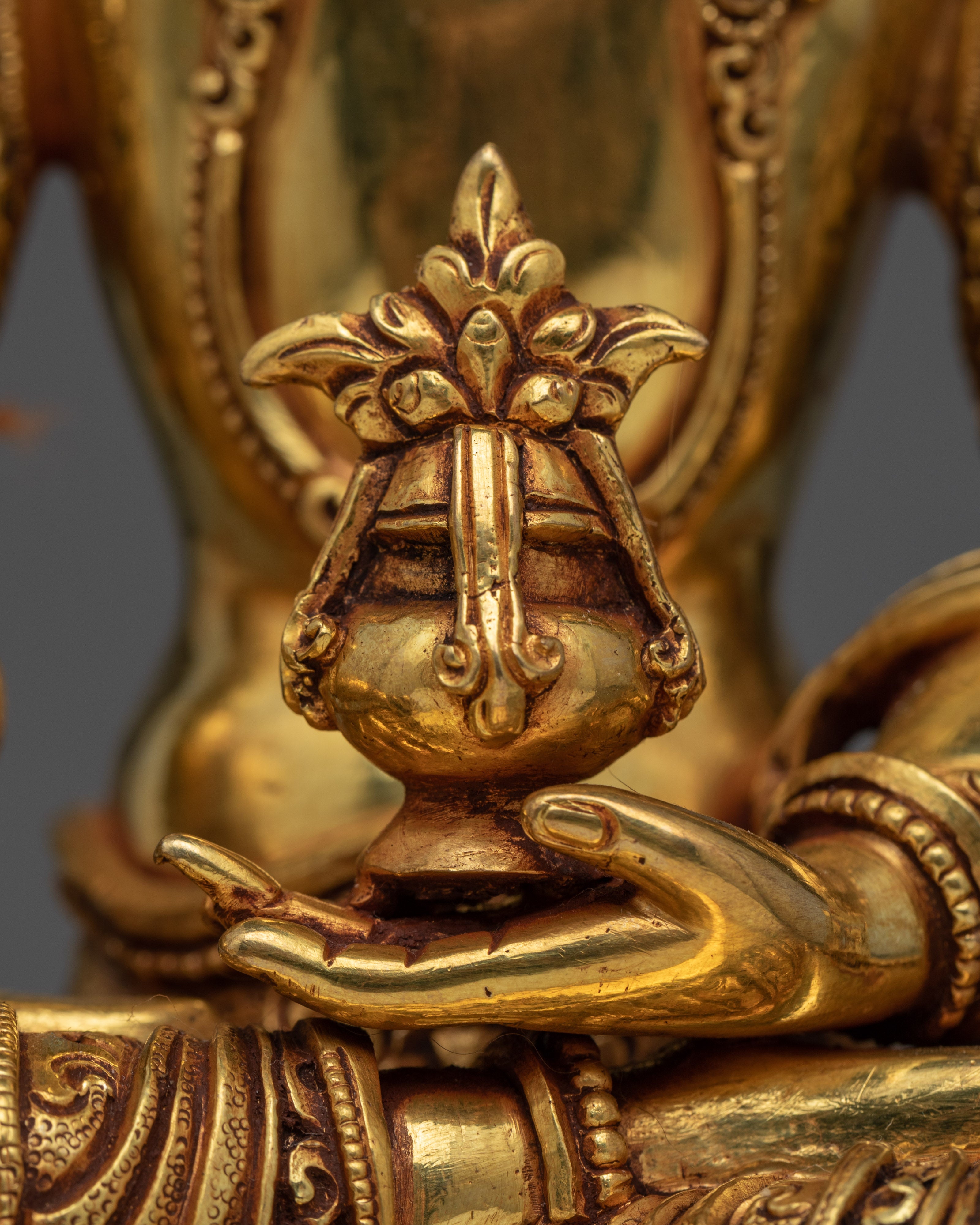 Bodhisattva Kshitigarbha Statue | Hand-Carved Gold Gilded Fine Art