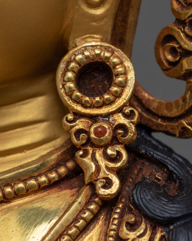 Bodhisattva Kshitigarbha Statue | Hand-Carved Gold Gilded Fine Art
