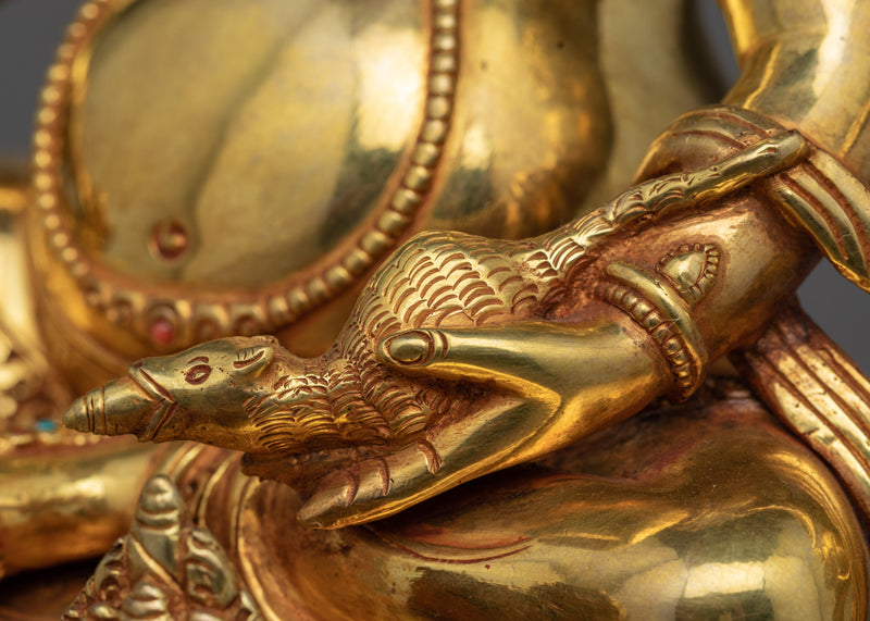 Dzambhala Empowerment Statue on Magnificent Throne | Wealth Deity of Buddhism