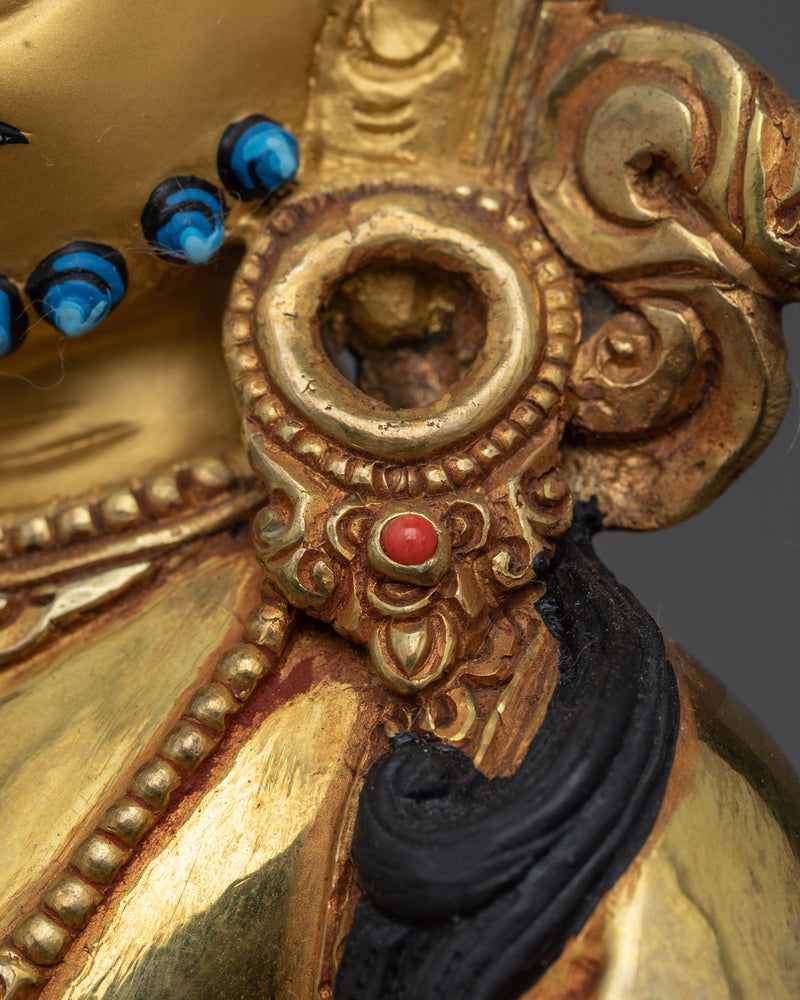 Dzambhala Empowerment Statue on Magnificent Throne | Wealth Deity of Buddhism