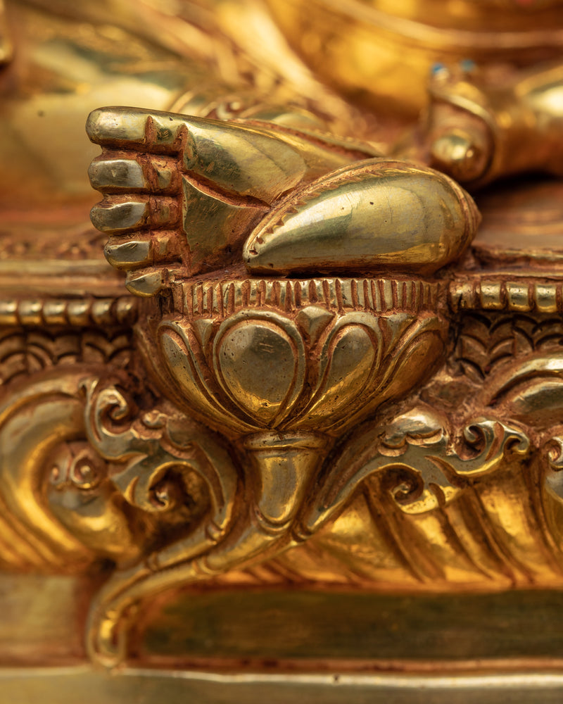 Dzambhala Empowerment Statue on Magnificent Throne | Wealth Deity of Buddhism