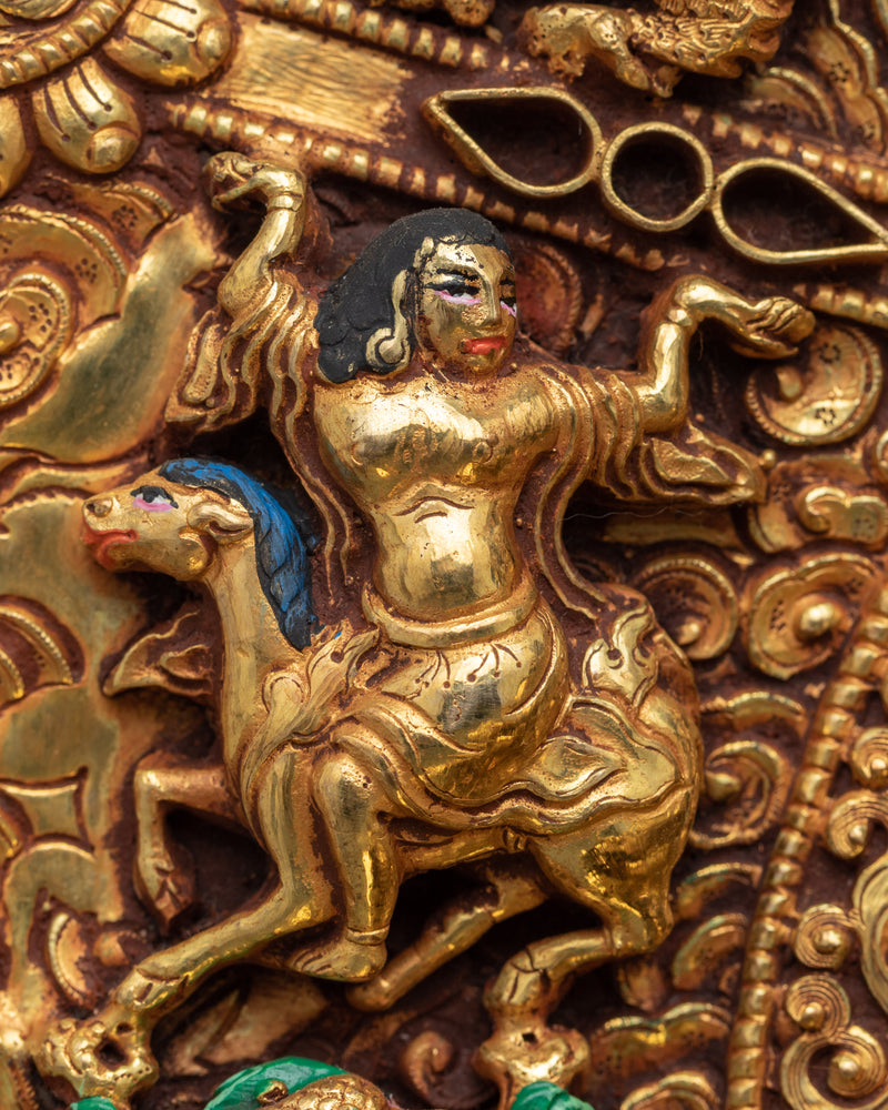 Dzambhala Empowerment Statue on Magnificent Throne | Wealth Deity of Buddhism