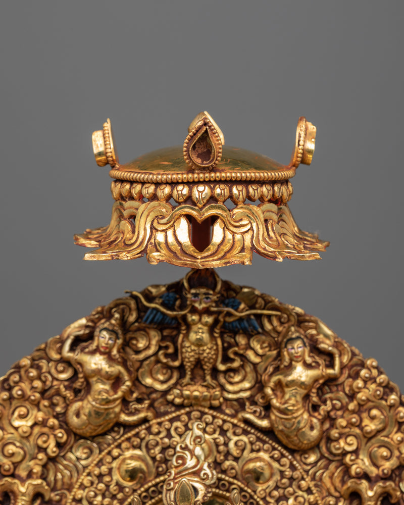 Dzambhala Empowerment Statue on Magnificent Throne | Wealth Deity of Buddhism