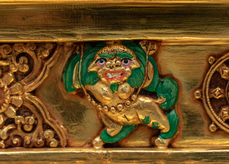Dzambhala Empowerment Statue on Magnificent Throne | Wealth Deity of Buddhism
