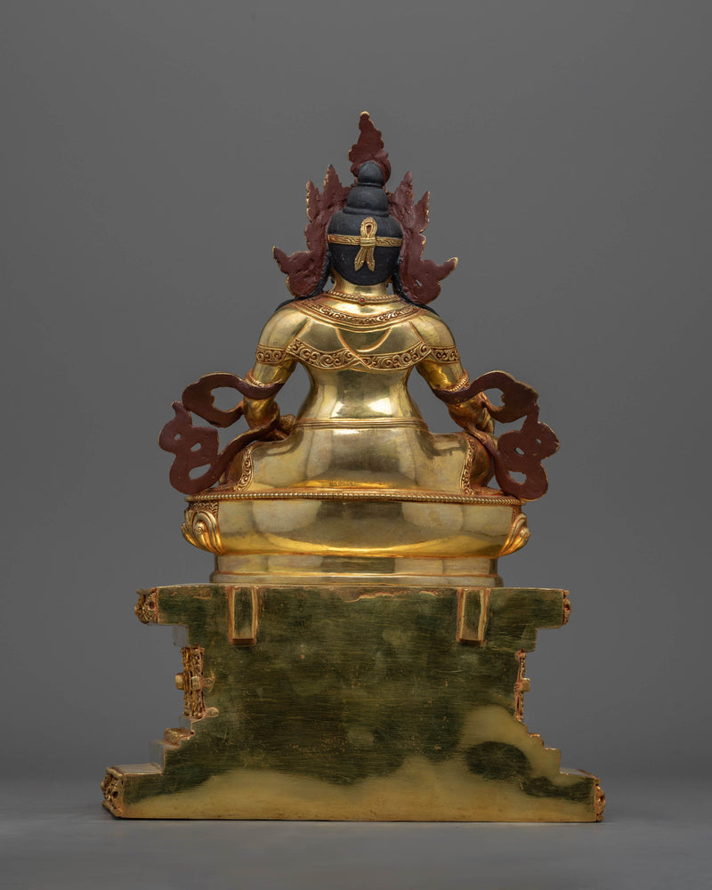 Dzambhala Empowerment Statue on Magnificent Throne | Wealth Deity of Buddhism