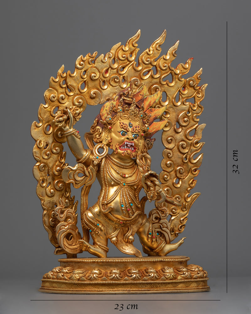 Gold Gilded Statue of Vajrapani | Traditional Handcrafted Buddhist Art