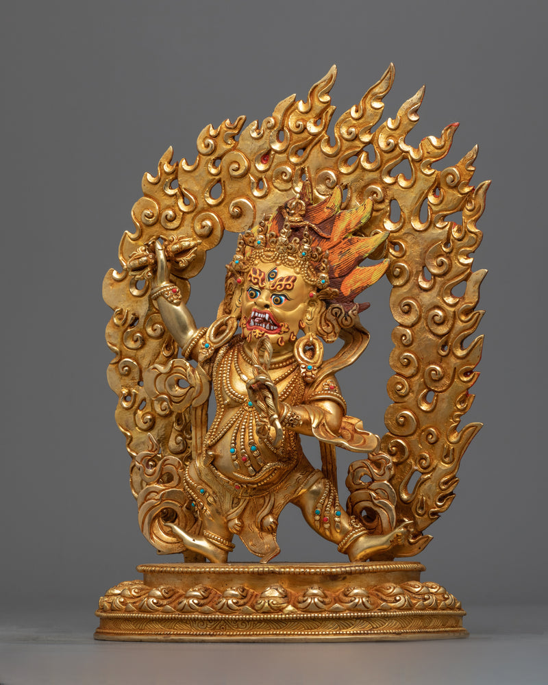 Gold Gilded Statue of Vajrapani | Traditional Handcrafted Buddhist Art