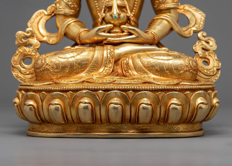 Amitayus Buddha of Infinite Life Statue | Gold Gilded Himalayan Art