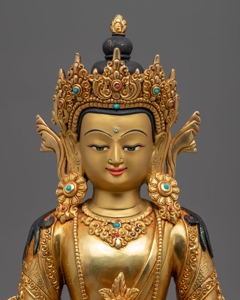Amitayus Buddha of Infinite Life Statue | Gold Gilded Himalayan Art