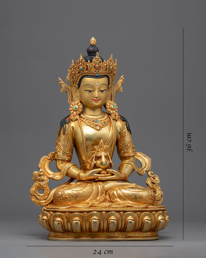 Amitayus Buddha of Infinite Life Statue | Gold Gilded Himalayan Art