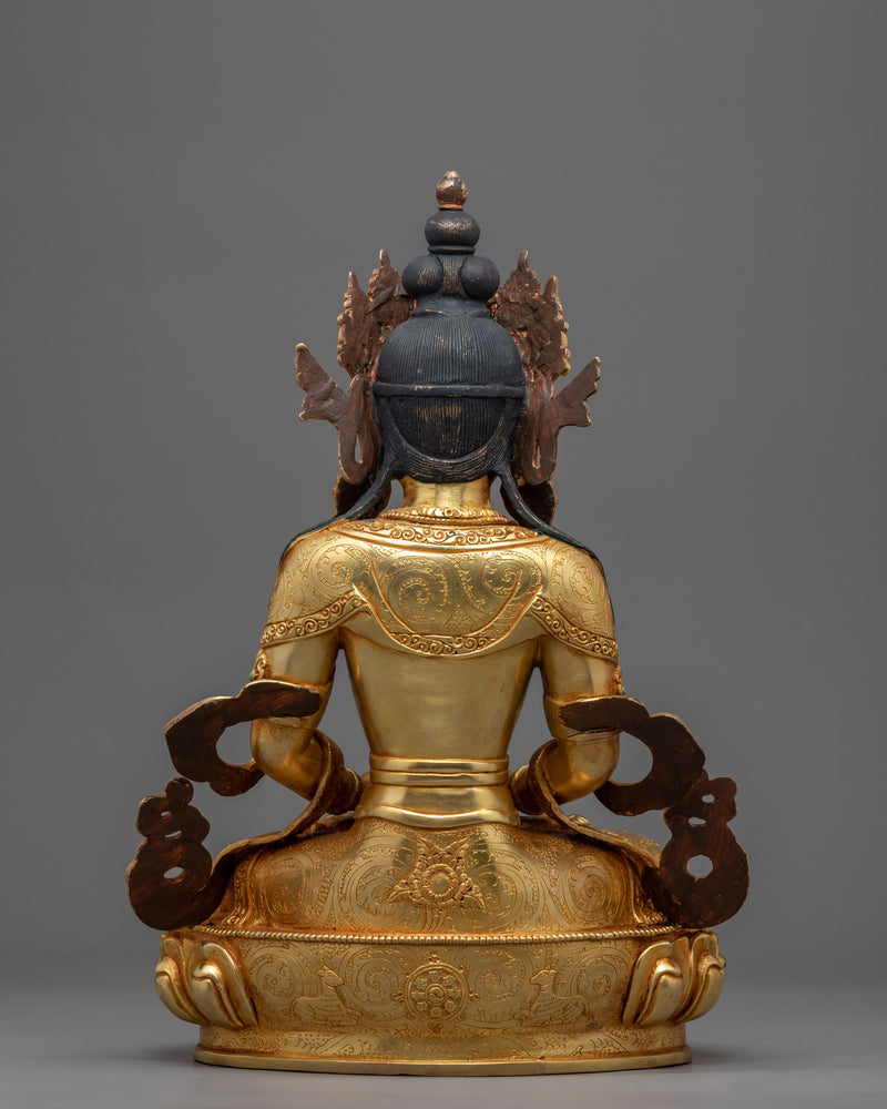 Amitayus Buddha of Infinite Life Statue | Gold Gilded Himalayan Art