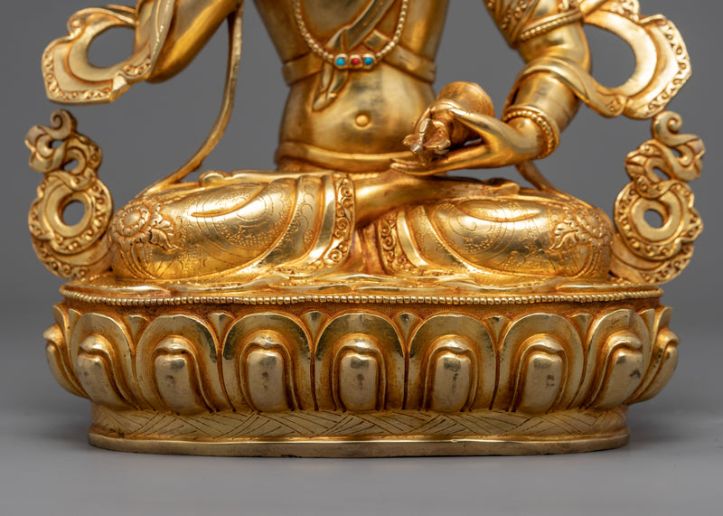 Gold Gilded Vajrasattva Purification Sculpture | Traditional Buddhist Art