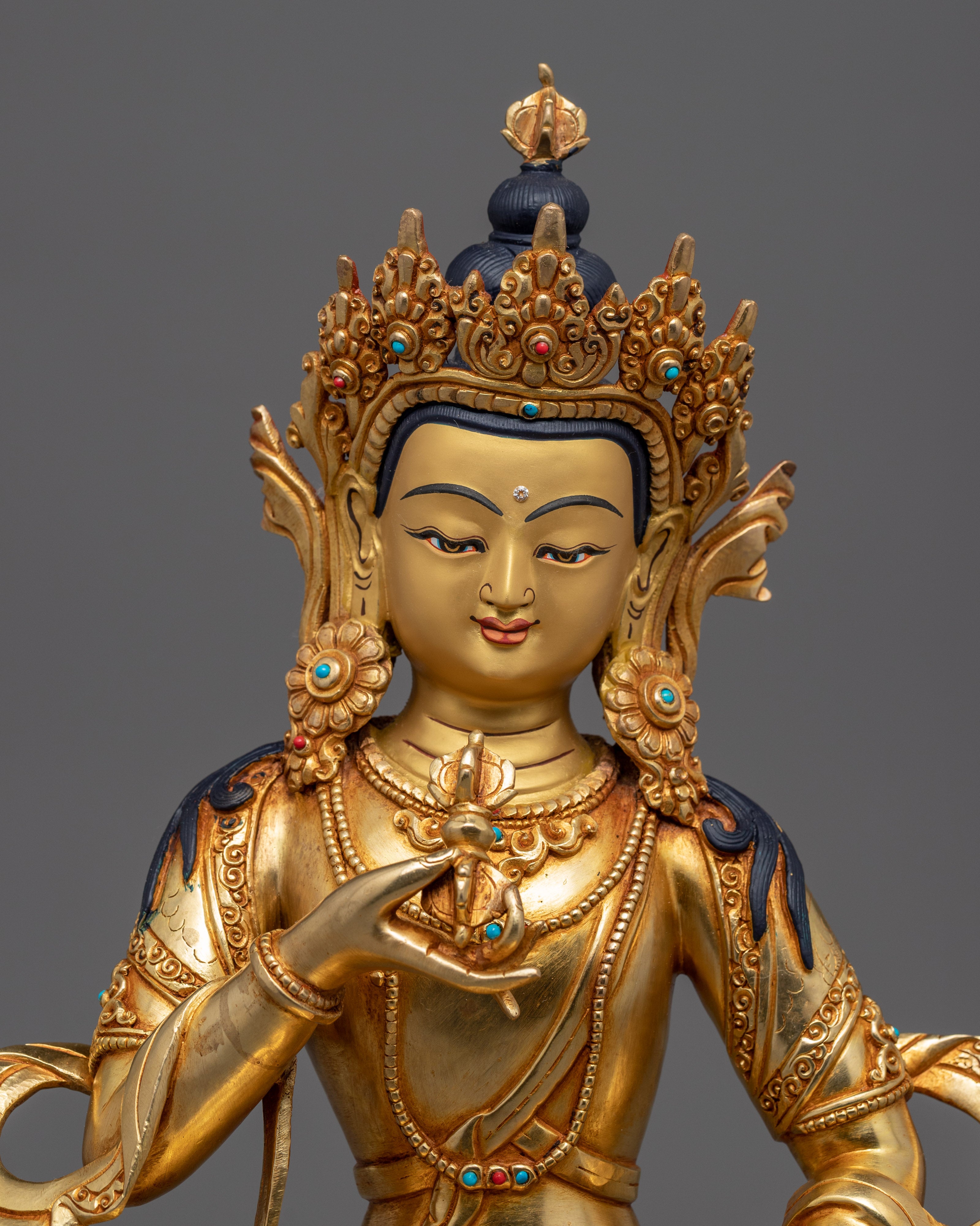 Gold Gilded Vajrasattva Purification Sculpture | Traditional Buddhist Art