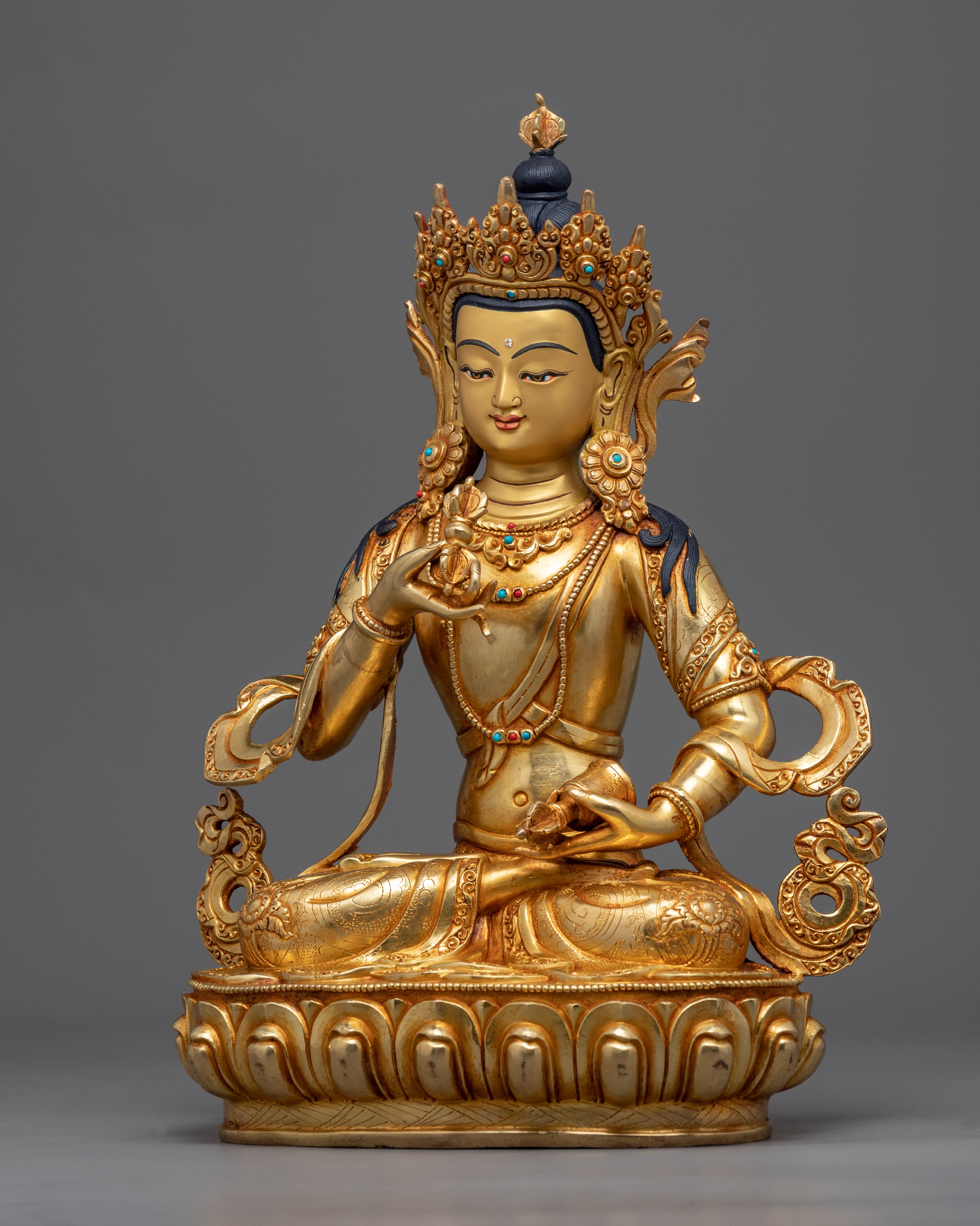 Gold Gilded Vajrasattva Purification Sculpture | Traditional Buddhist Art