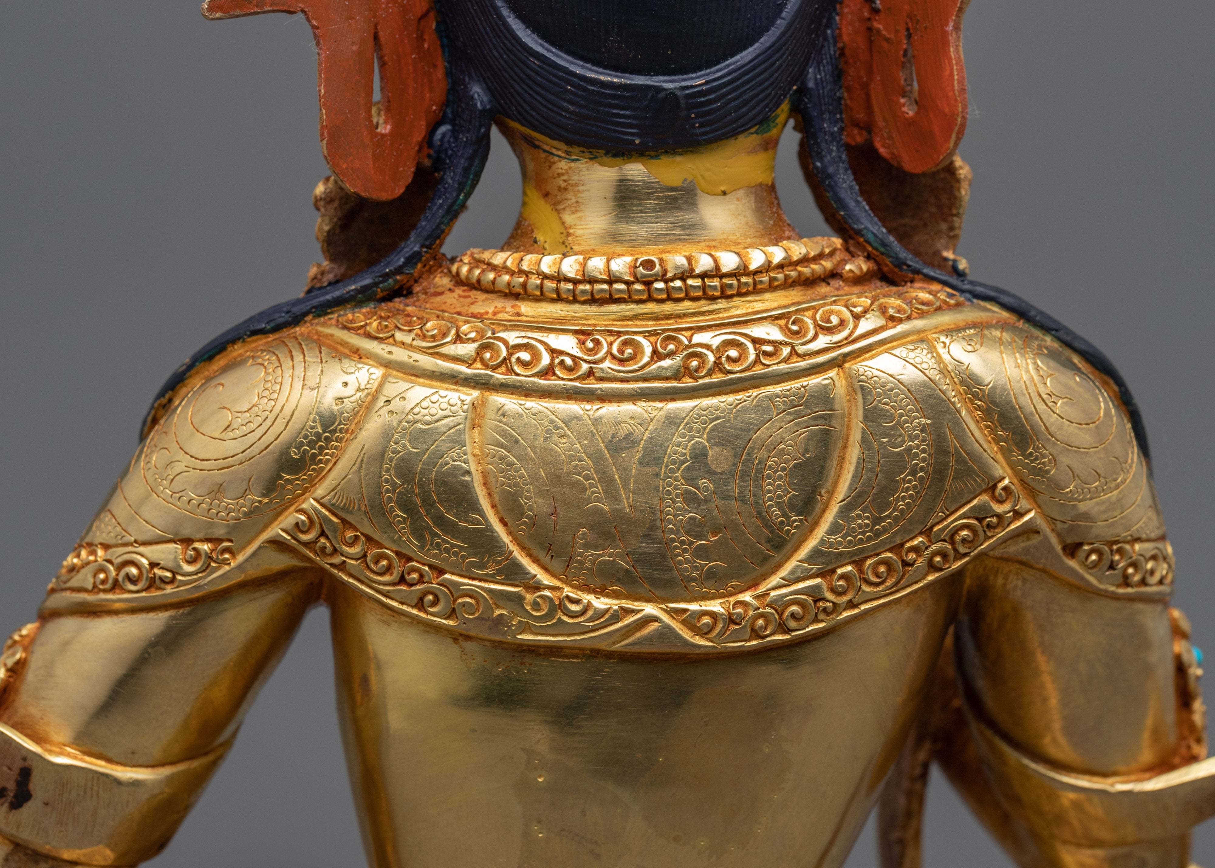 Gold Gilded Vajrasattva Purification Sculpture | Traditional Buddhist Art