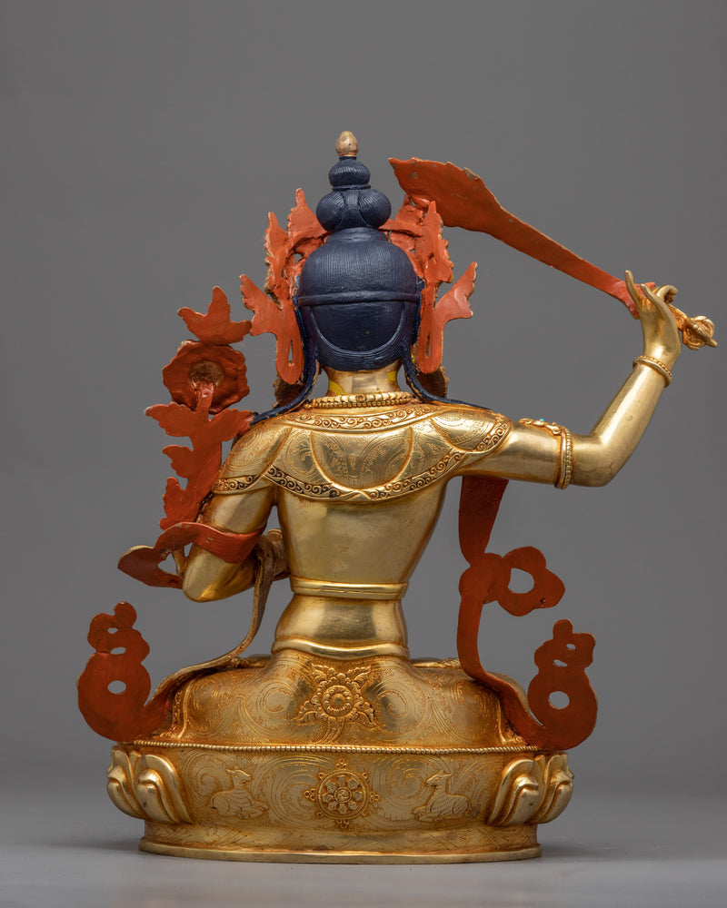 Manjushri Flaming Sword Sculpture | Bodhisattva Art for Meditation