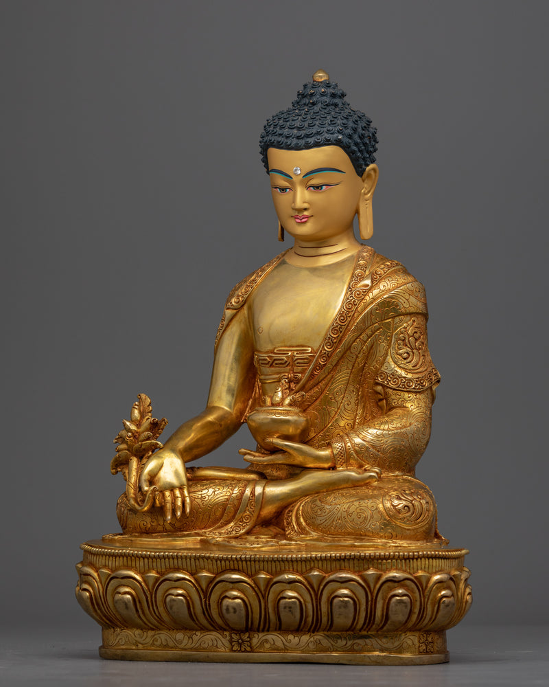 Gold Medicine Buddha Statue | Hand-Carved Buddha Statue
