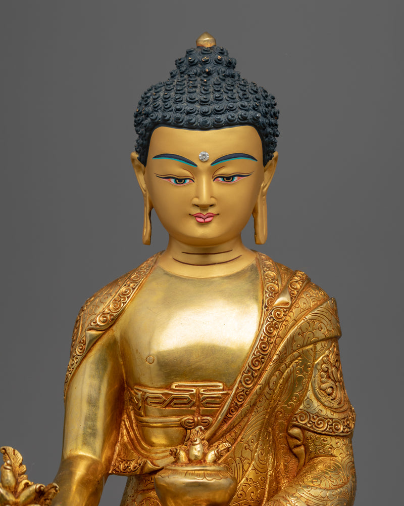 Gold Medicine Buddha Statue | Hand-Carved Buddha Statue
