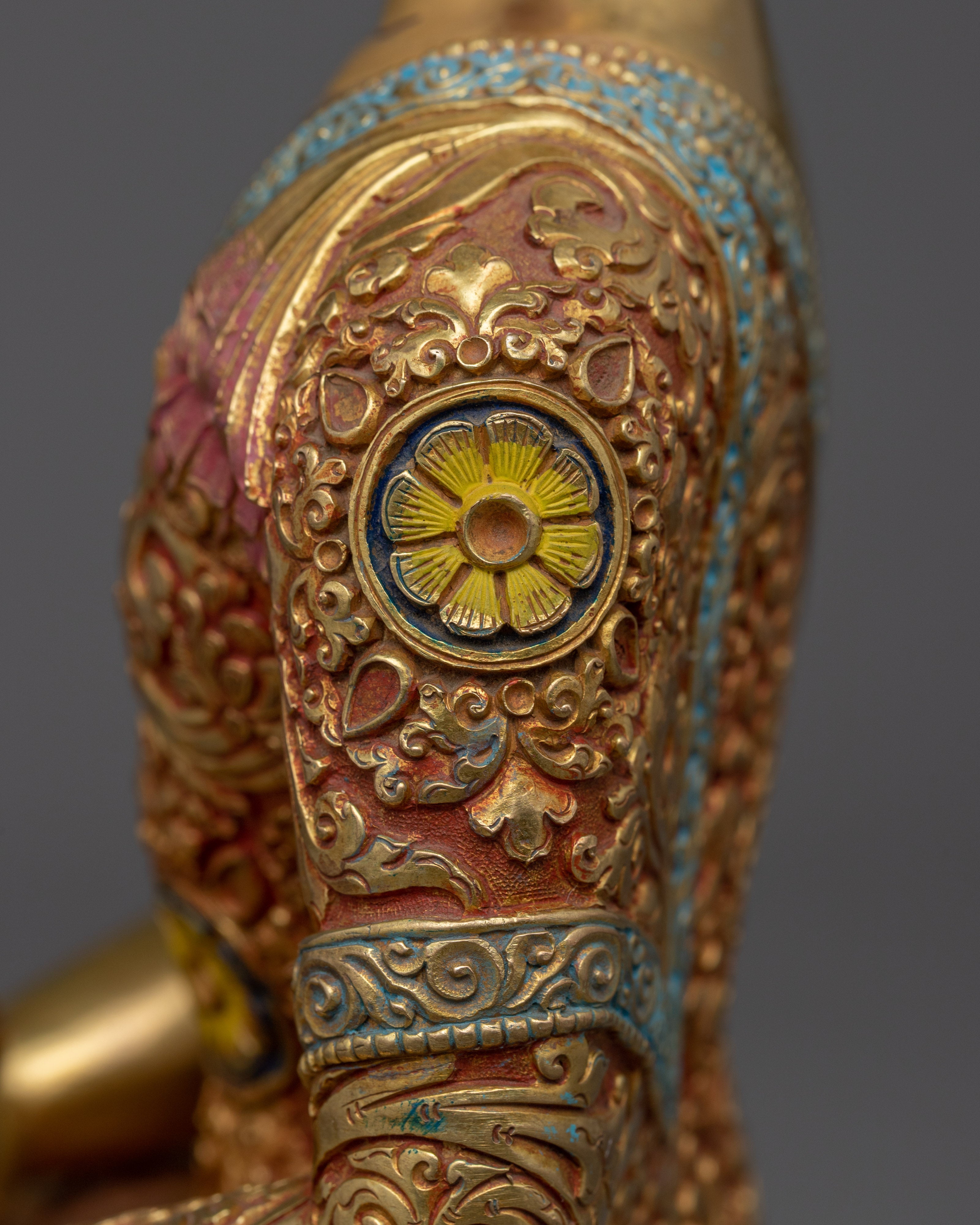 Gold Gilded Amitabh Buddha Statue | Multi-colored Gold Buddhist Art