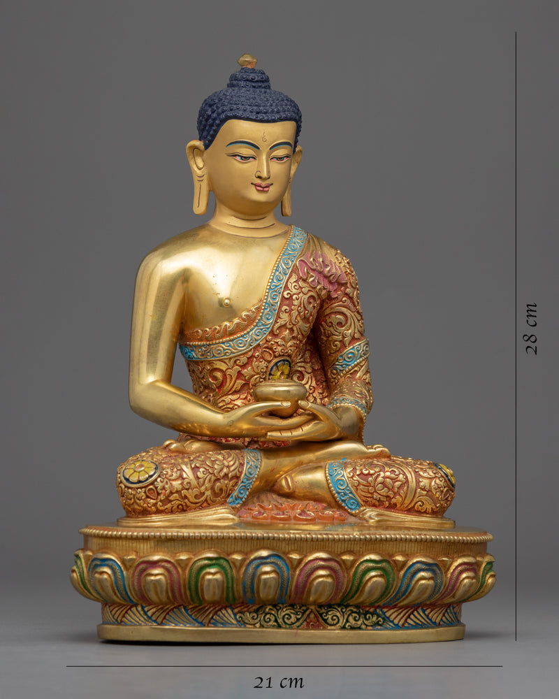 Gold Gilded Amitabh Buddha Statue | Multi-colored Gold Buddhist Art
