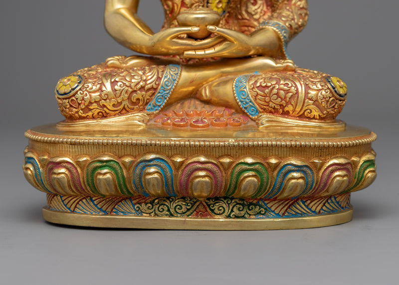 Gold Gilded Amitabh Buddha Statue | Multi-colored Gold Buddhist Art