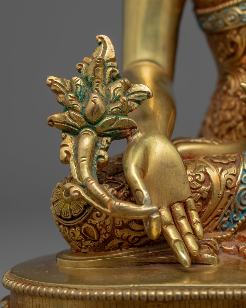 Blue Medicine Buddha Statue | Gold-Plated Himalayan Art