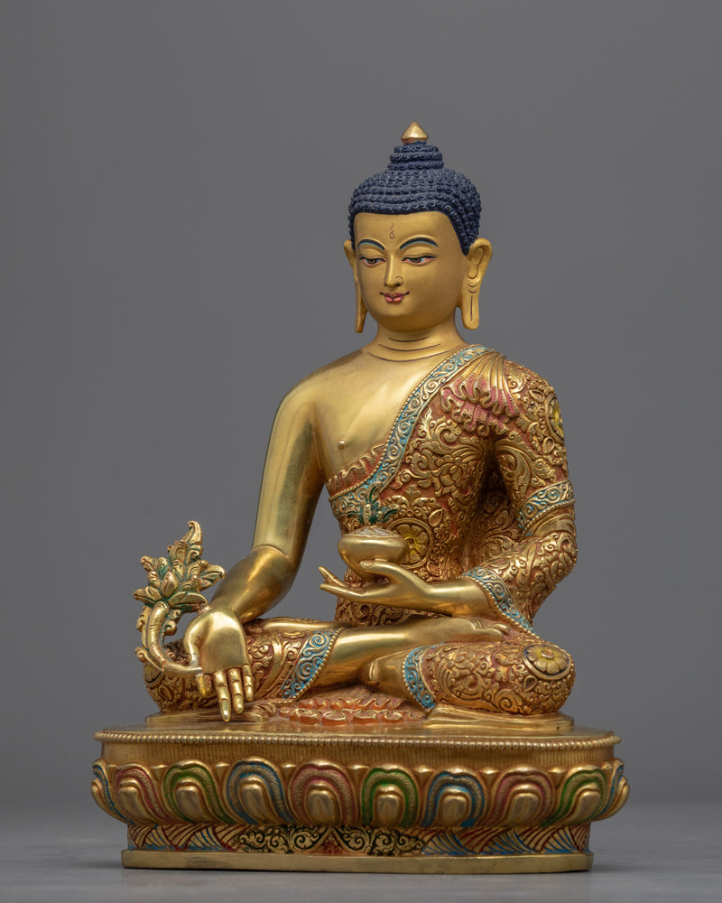 Blue Medicine Buddha Statue | Gold-Plated Himalayan Art