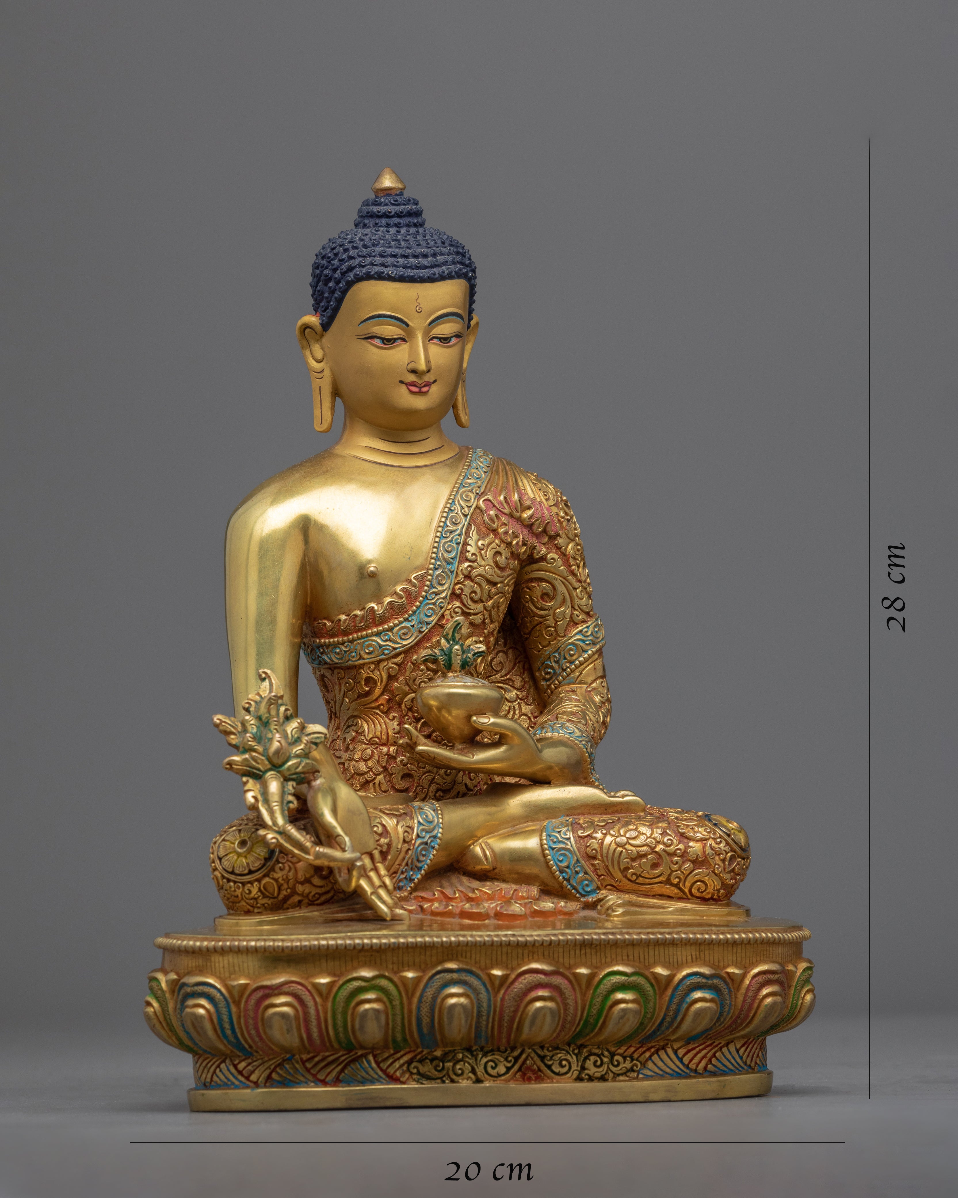 Blue Medicine Buddha Statue | Gold-Plated Himalayan Art
