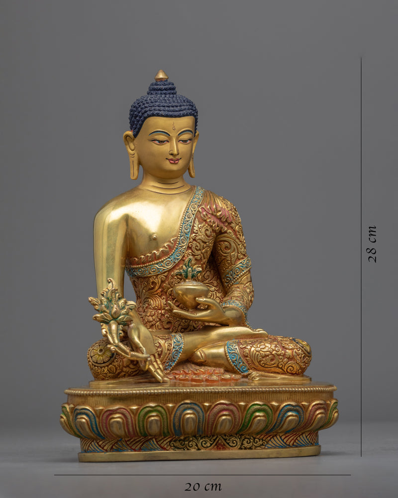 Blue Medicine Buddha Statue | Gold-Plated Himalayan Art