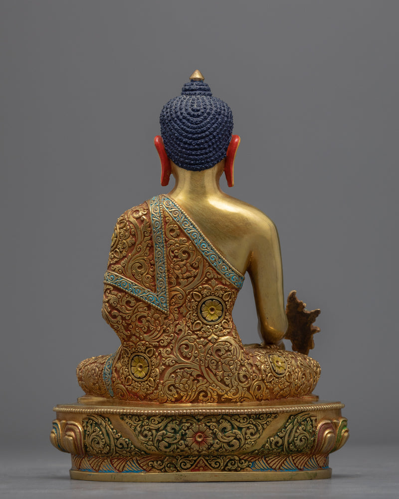 Blue Medicine Buddha Statue | Gold-Plated Himalayan Art