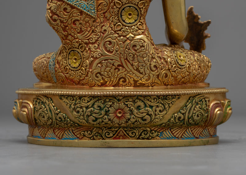Blue Medicine Buddha Statue | Gold-Plated Himalayan Art