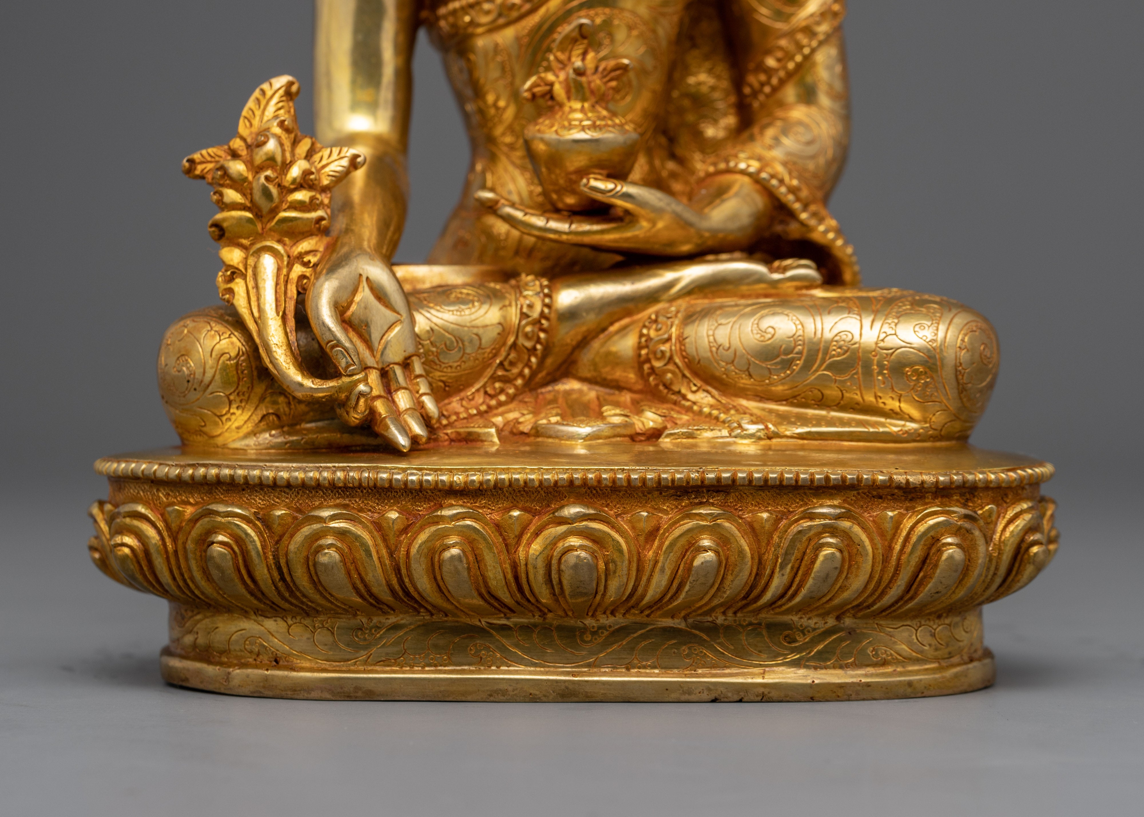 Medicine Buddha Statue Tibetan | Gold Gilded Statue for Healing