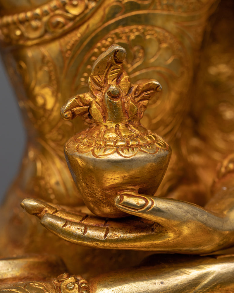 Medicine Buddha Statue Tibetan | Gold Gilded Statue for Healing