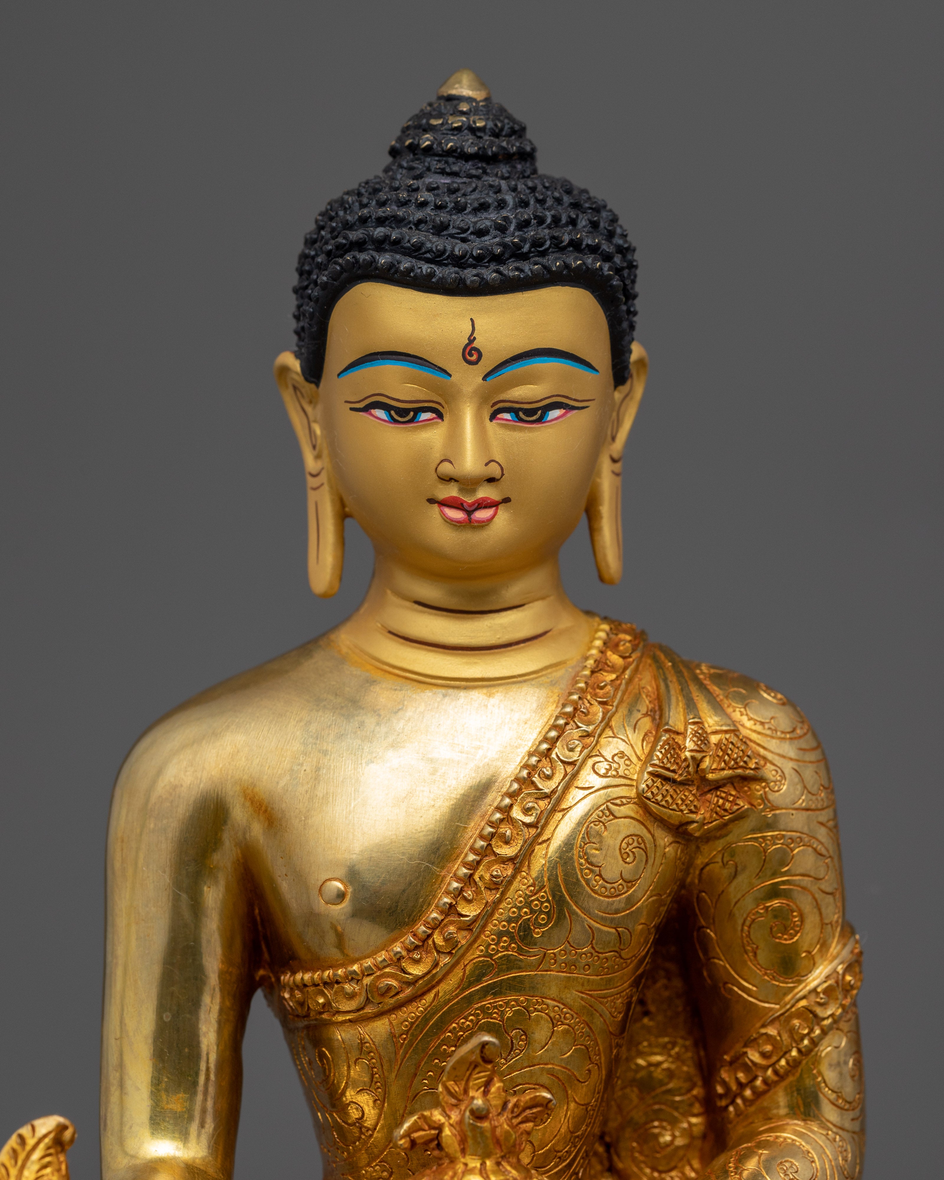 Medicine Buddha Statue Tibetan | Gold Gilded Statue for Healing