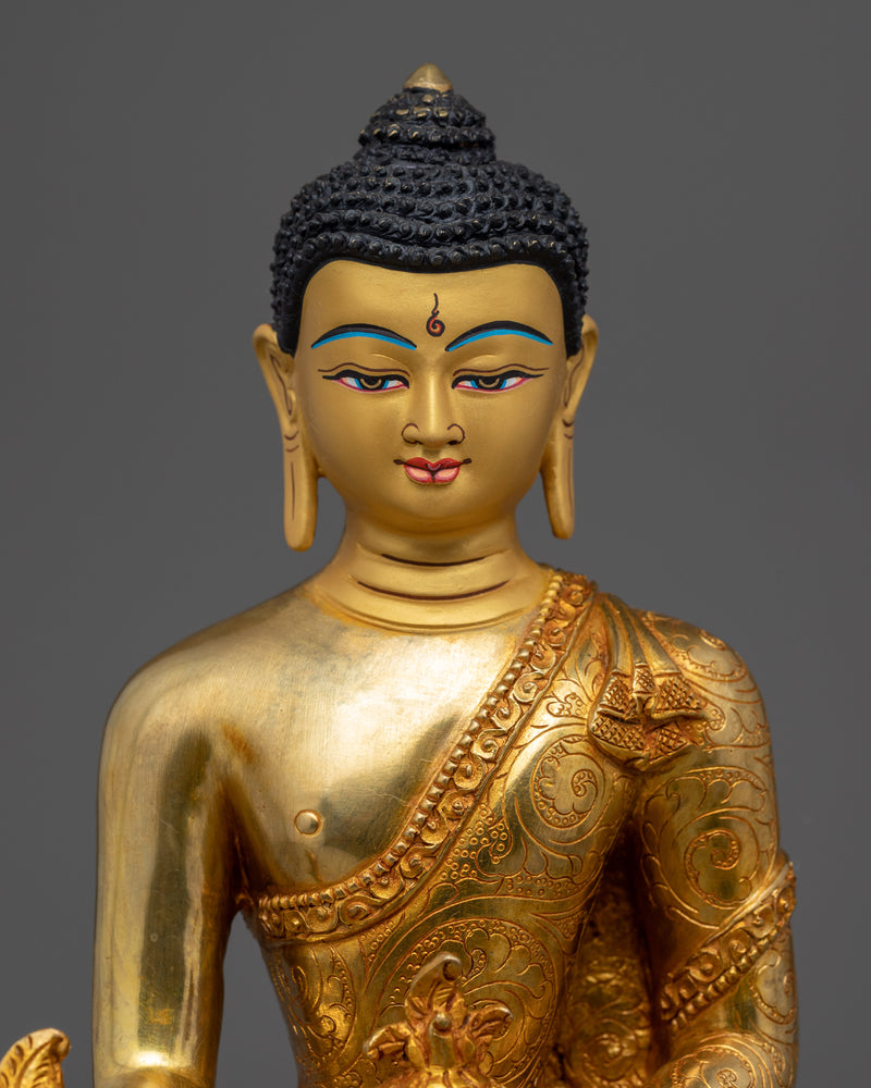 Medicine Buddha Statue Tibetan | Gold Gilded Statue for Healing