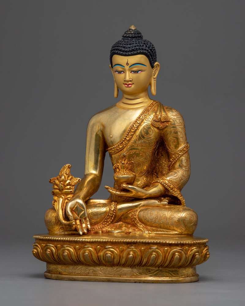 Medicine Buddha Statue Tibetan | Gold Gilded Statue for Healing