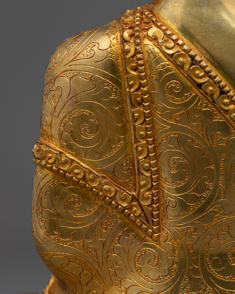 Medicine Buddha Statue Tibetan | Gold Gilded Statue for Healing