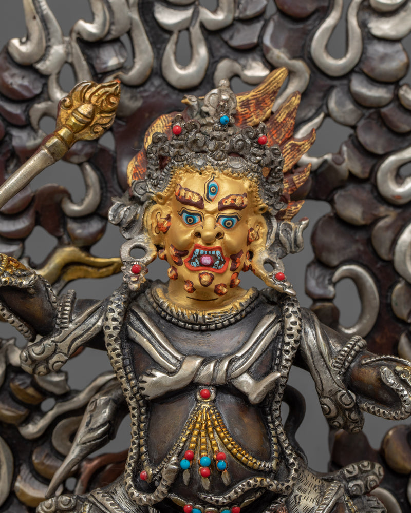 Hayagriva Mantra Prayer Statue | Gold Gilded Oxidized Copper Buddhist Statue