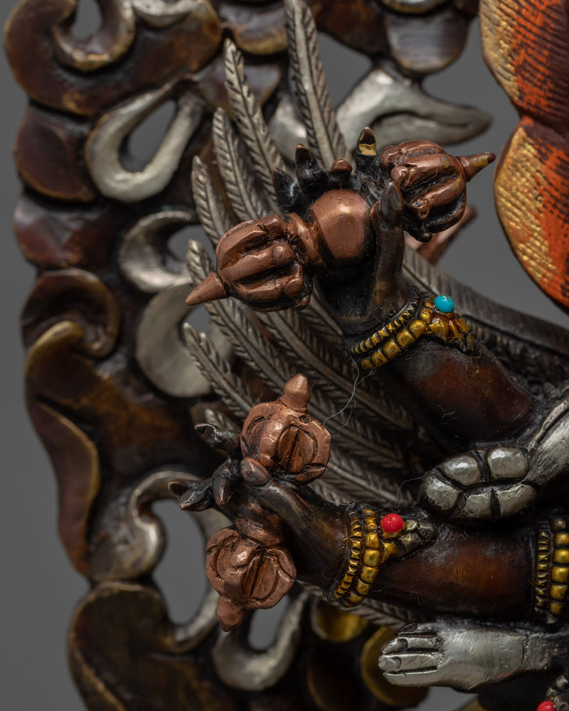Dorje Phurba Vajrakilaya Sculpture | Oxidized Copper Buddhist Figurine