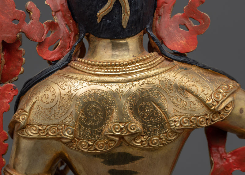 Gold Gilded Manjushri Meditation Practice Statue | Traditional Bodhisattva Art