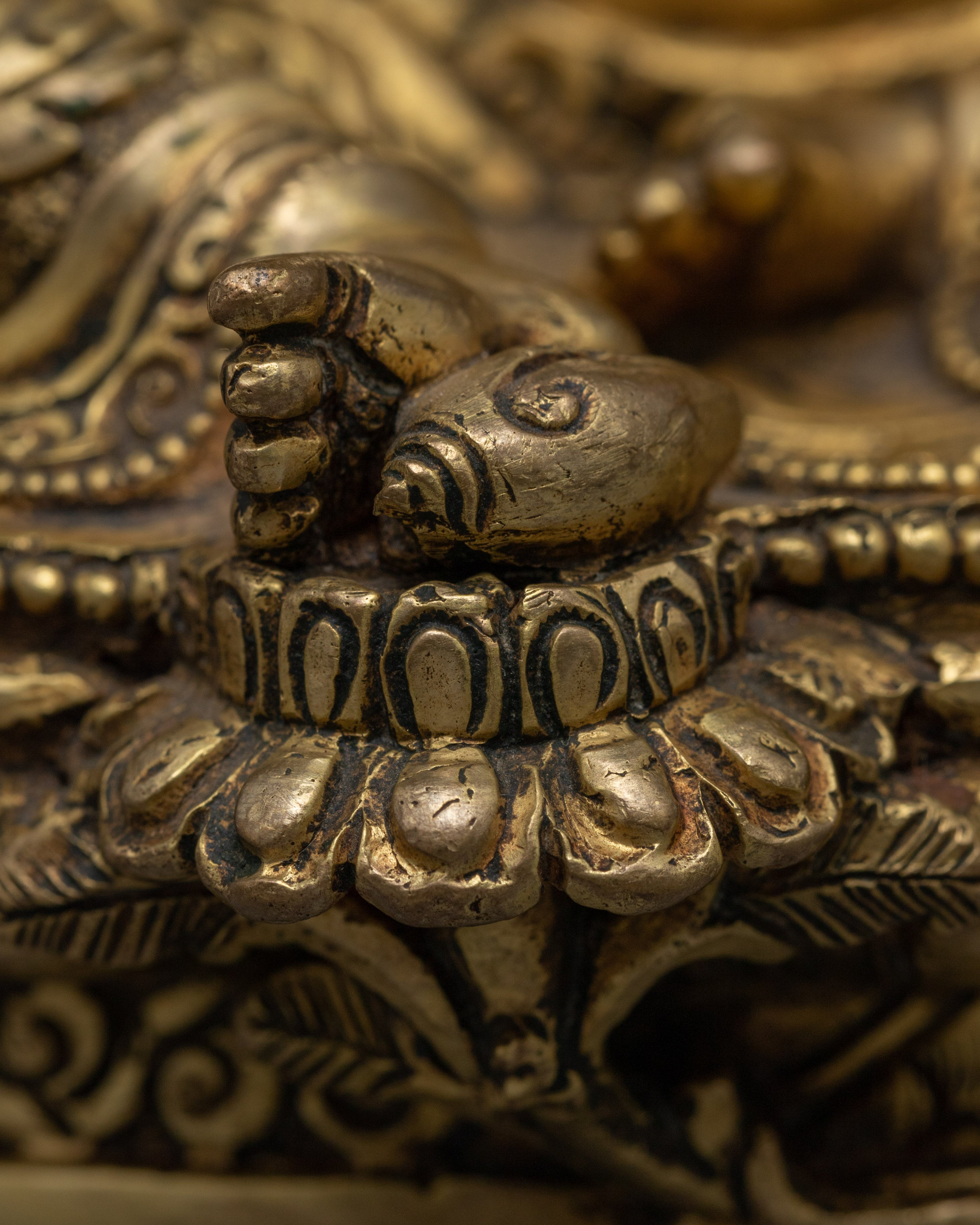 Gold Gilded Yellow Dzambhala Statue | Buddhist Wealth Deity Sculpture for Prosperity