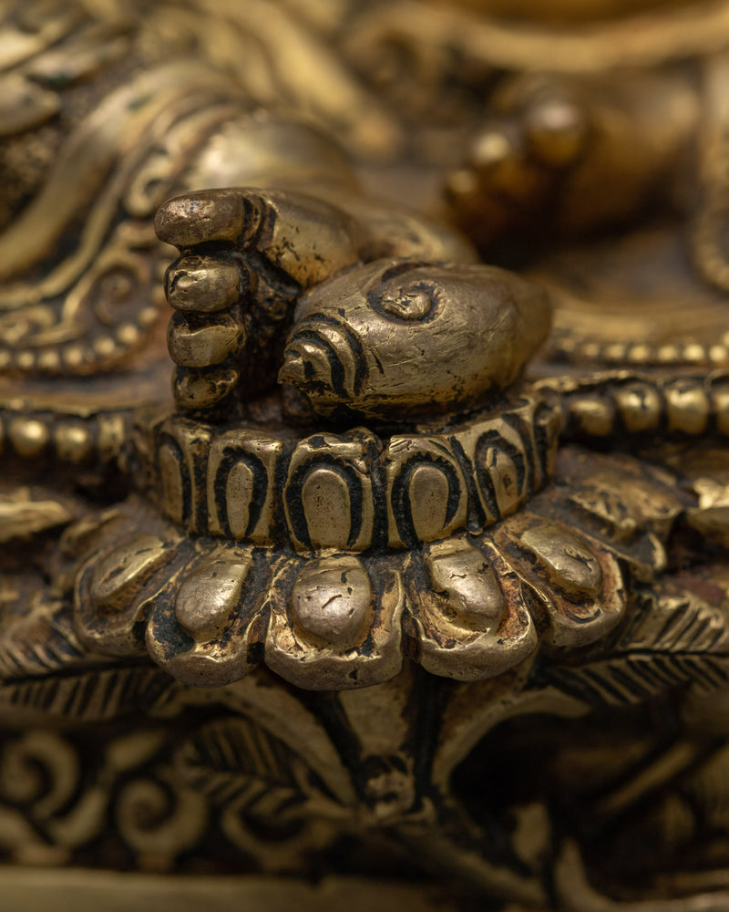Gold Gilded Yellow Dzambhala Statue | Buddhist Wealth Deity Sculpture for Prosperity