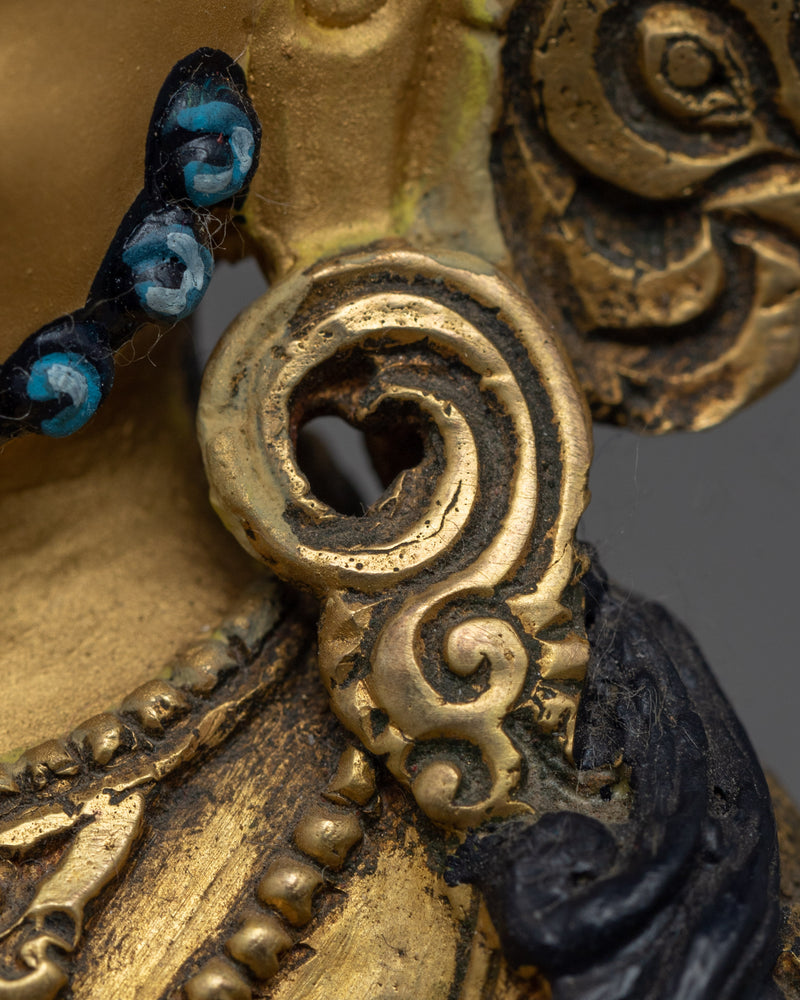 Gold Gilded Yellow Dzambhala Statue | Buddhist Wealth Deity Sculpture for Prosperity