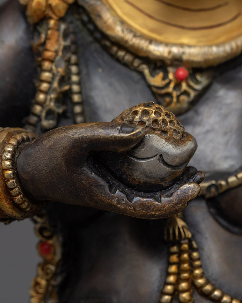 Classic Black Dzambhala Statue for Rituals | Oxidized Copper Buddhist Statue