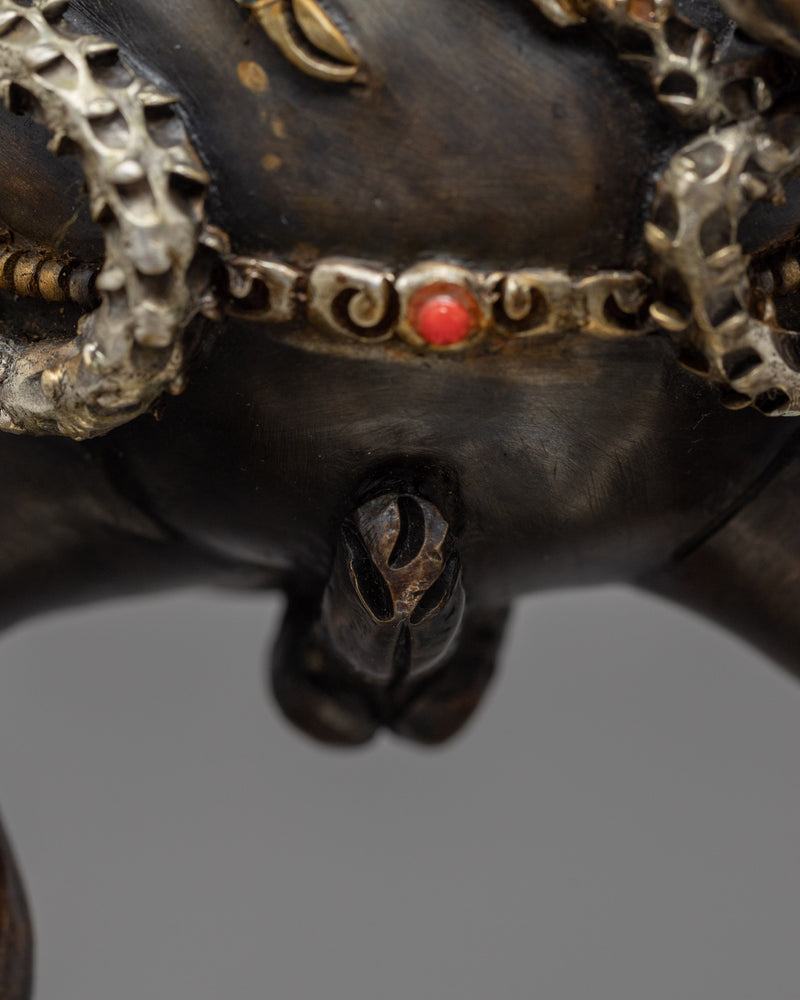 Classic Black Dzambhala Statue for Rituals | Oxidized Copper Buddhist Statue